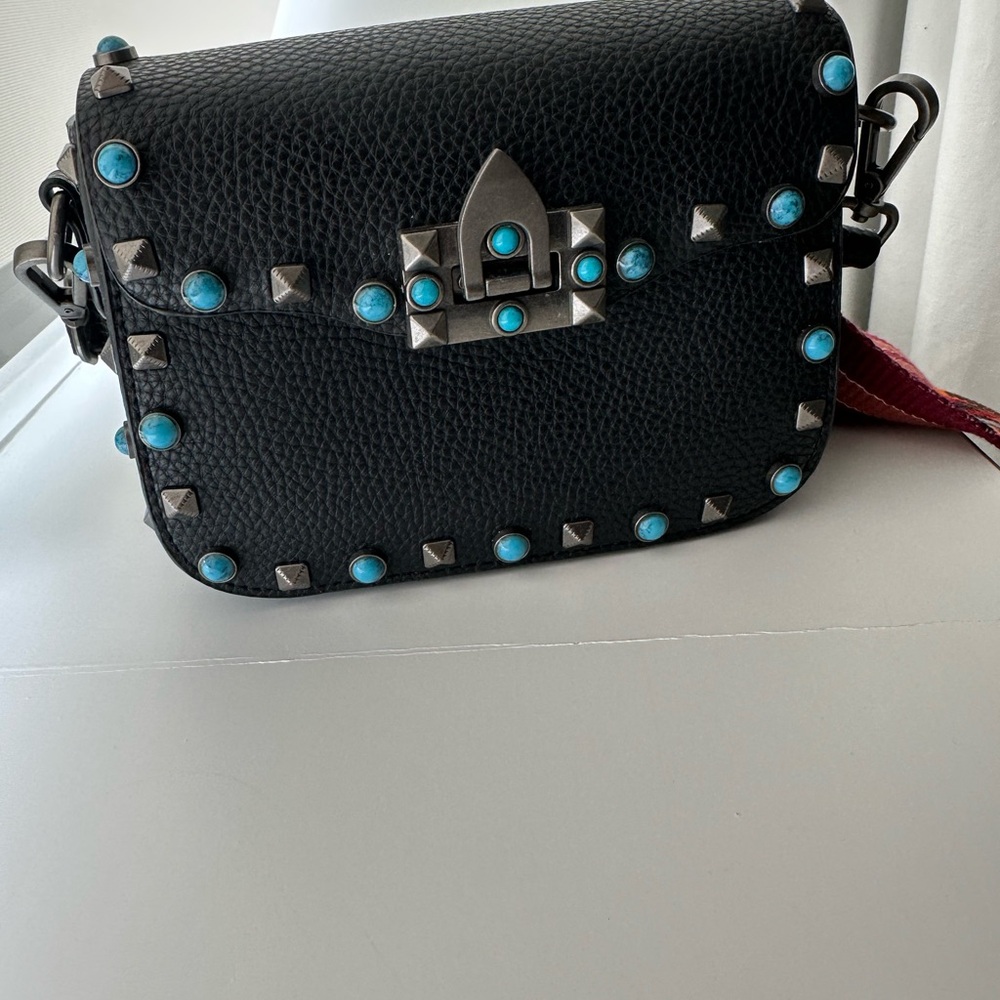 Black Leather Bag with Removable Crossbody Strap